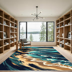Abstract Coastal Cliff Ocean Wave Artwork Rug