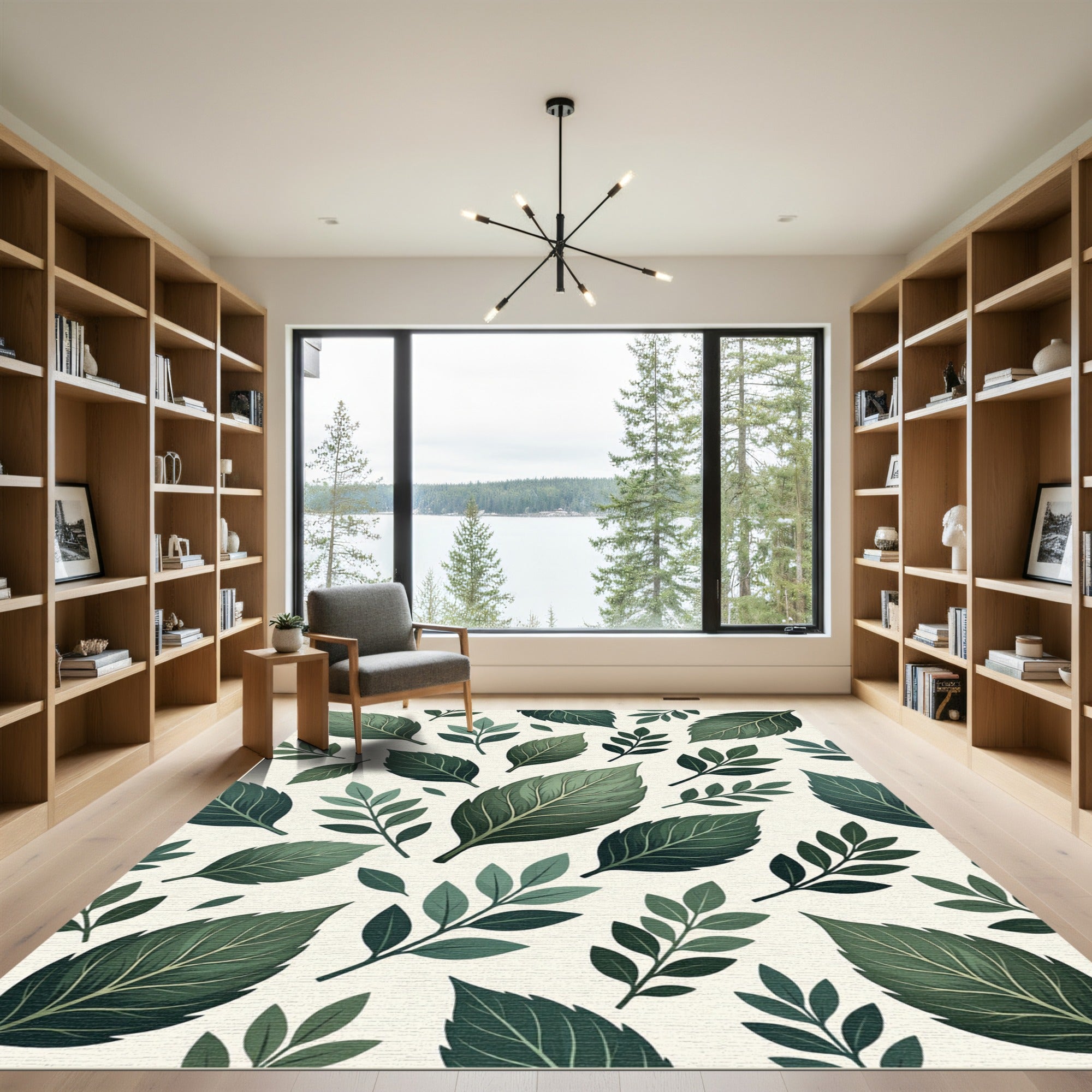 Verdant Leaf Cluster Pattern Rug