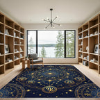 Celestial Gold Zodiac Constellation Map Rug