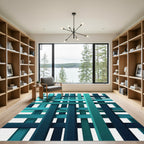 Deep Teal Woven Stripes Rug