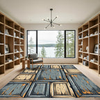 Weathered Wood Panel Grid Rug