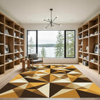 Modern Geometric Ochre Brown Triangle Rug