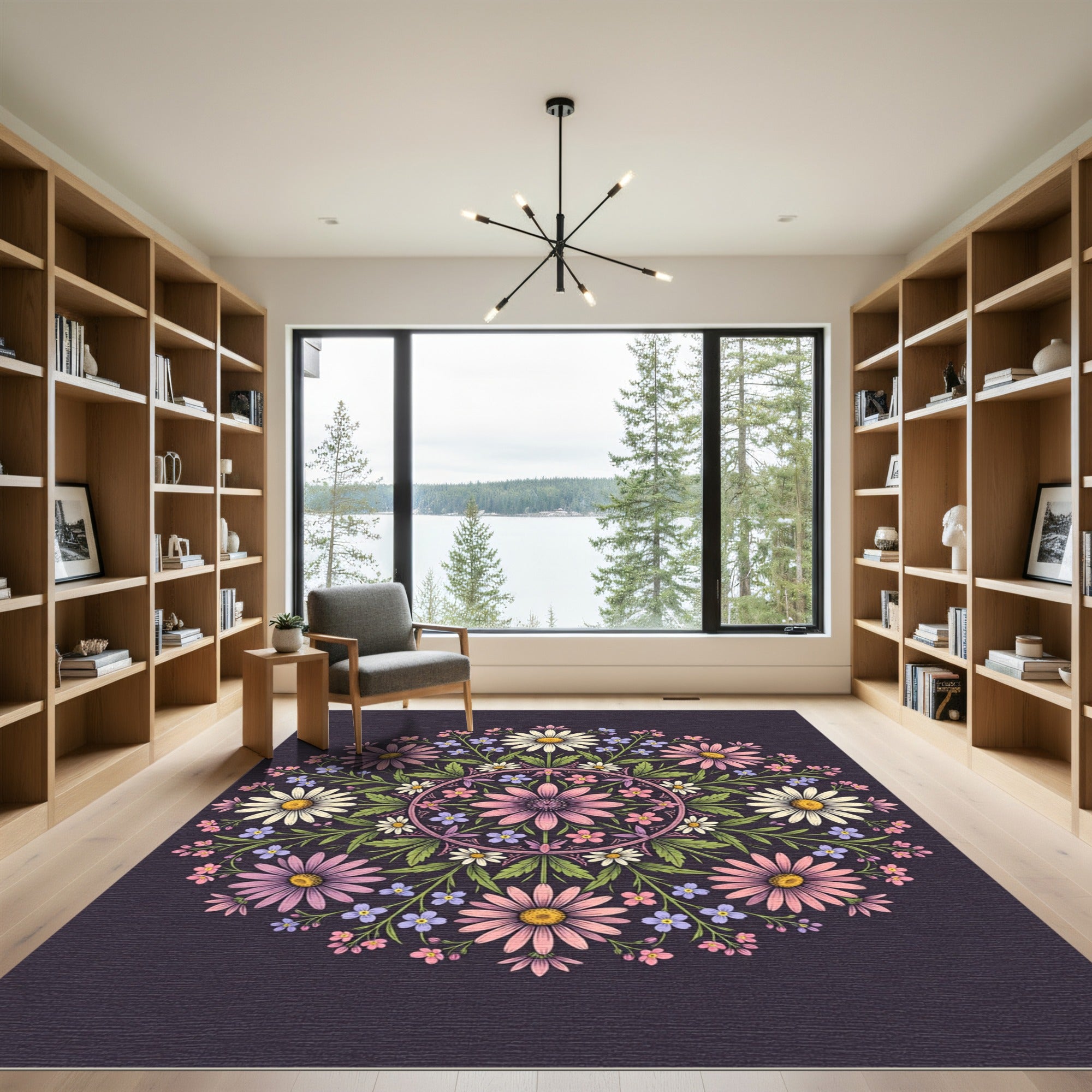 Ornate Floral Mandala with Daisy Blossom Rug
