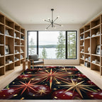 Festive Red Gold Star Cherries Rug