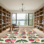 Whimsical Cherry Fruit Pattern Rug