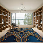 Gilded Navy Gothic Arch Filigree Rug