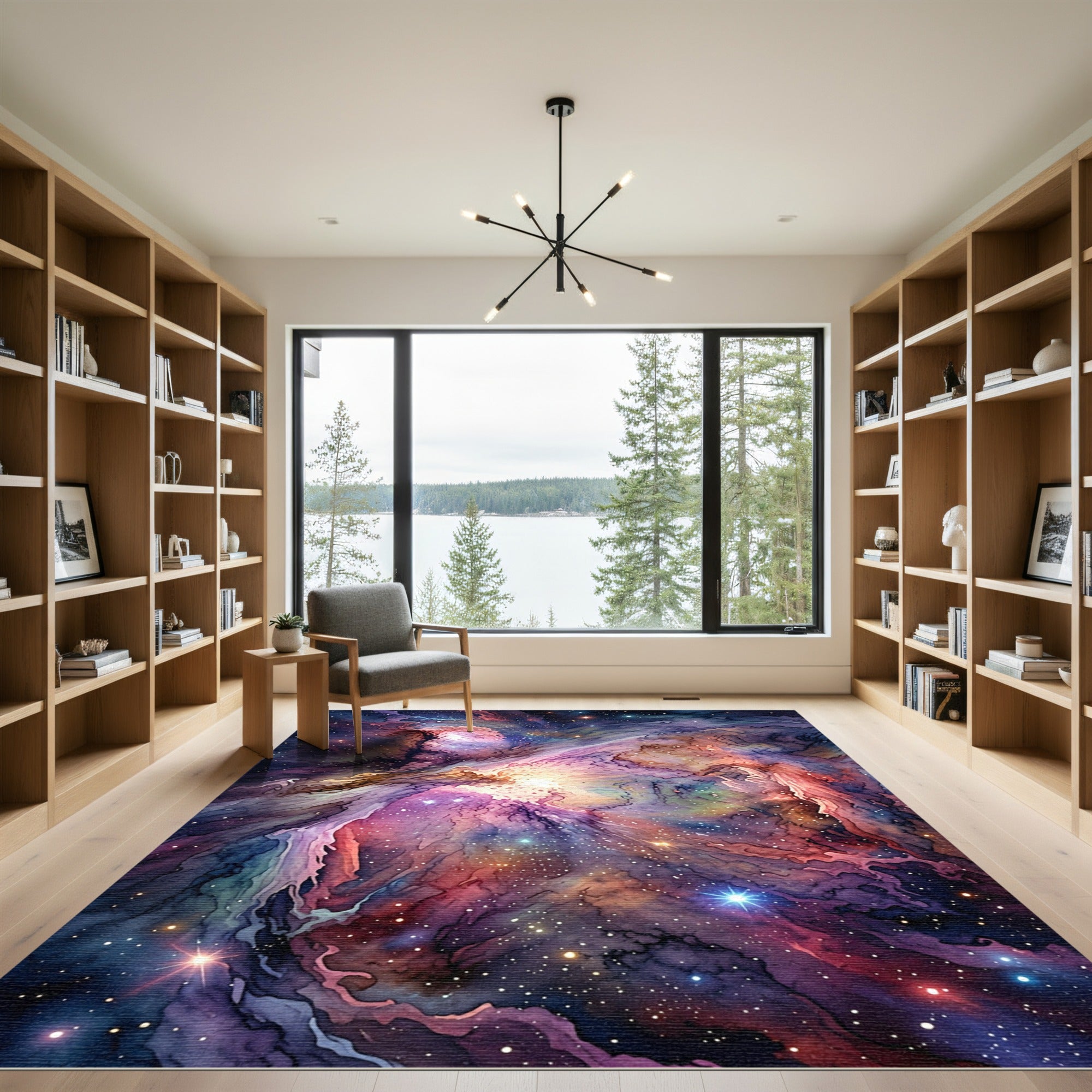 Vibrant Cosmic Nebula Swirl Rug