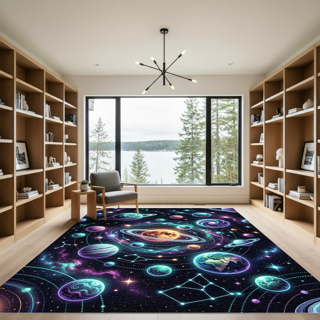 Vibrant Cosmic Galaxy Planetary System Rug