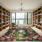 Romantic Rose Garden Archway Botanical Rug
