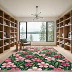 Vibrant Pink Cherry Blossom Garden Rug