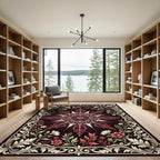 Ornate Crimson Floral Star Medallion Rug