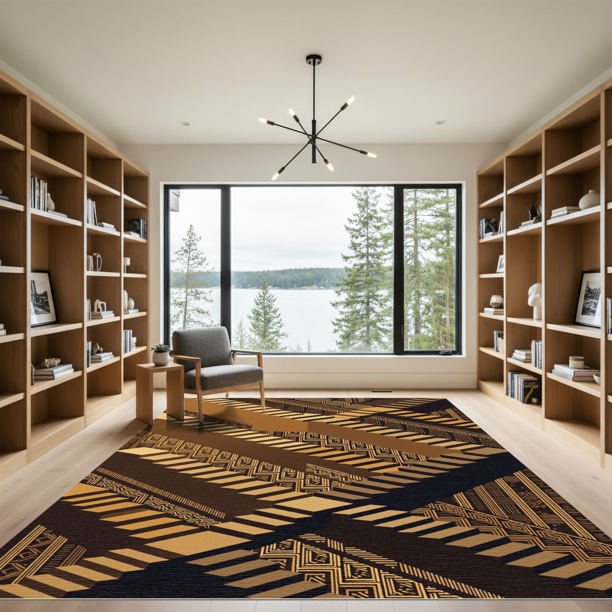 Golden Staircase Geometric Tribal Rug