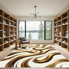 Liquid Gold Swirl Brushstroke Rug