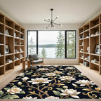 Rich Cream Magnolia Vine Pattern Rug