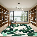 Emerald Forest Swirl Abstract Art Rug