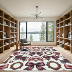 Vintage Mauve Bow and Pram Illustration Rug