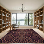 Ornate Copper Damask Curved Medallion Rug