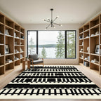 Monochrome Minimalist Geometric Railway Stripe Rug