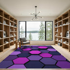 Modern Purple Geometric Hexagon Art Rug