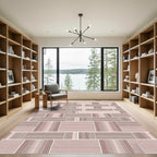 Geometric Rose Gold Stripe Patchwork Rug