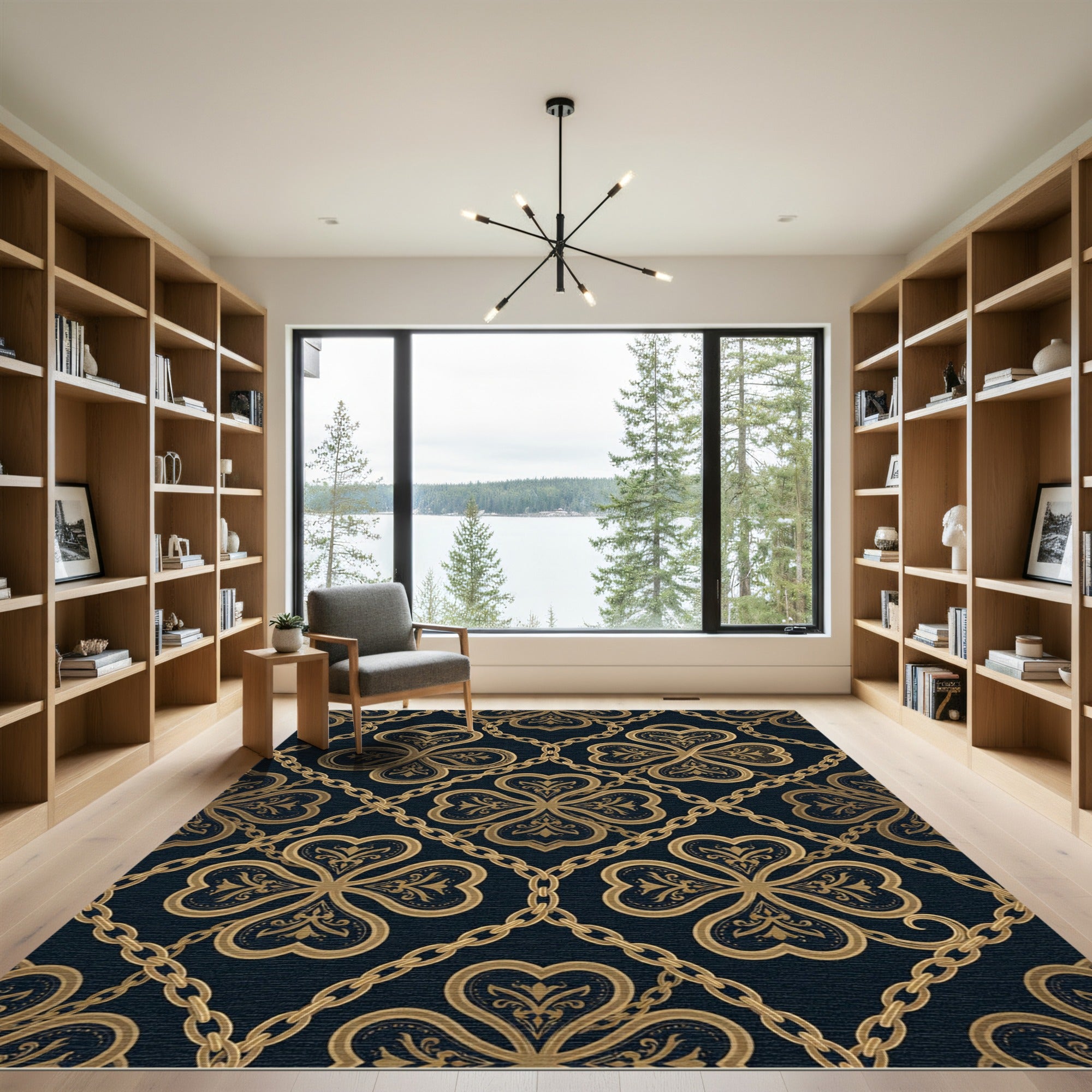 Gold Clover Chain Embossed Rug