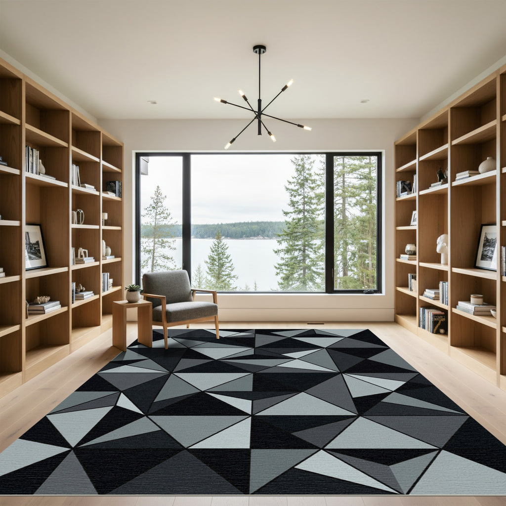 Monochromatic Geo Triangles Faceted Rug