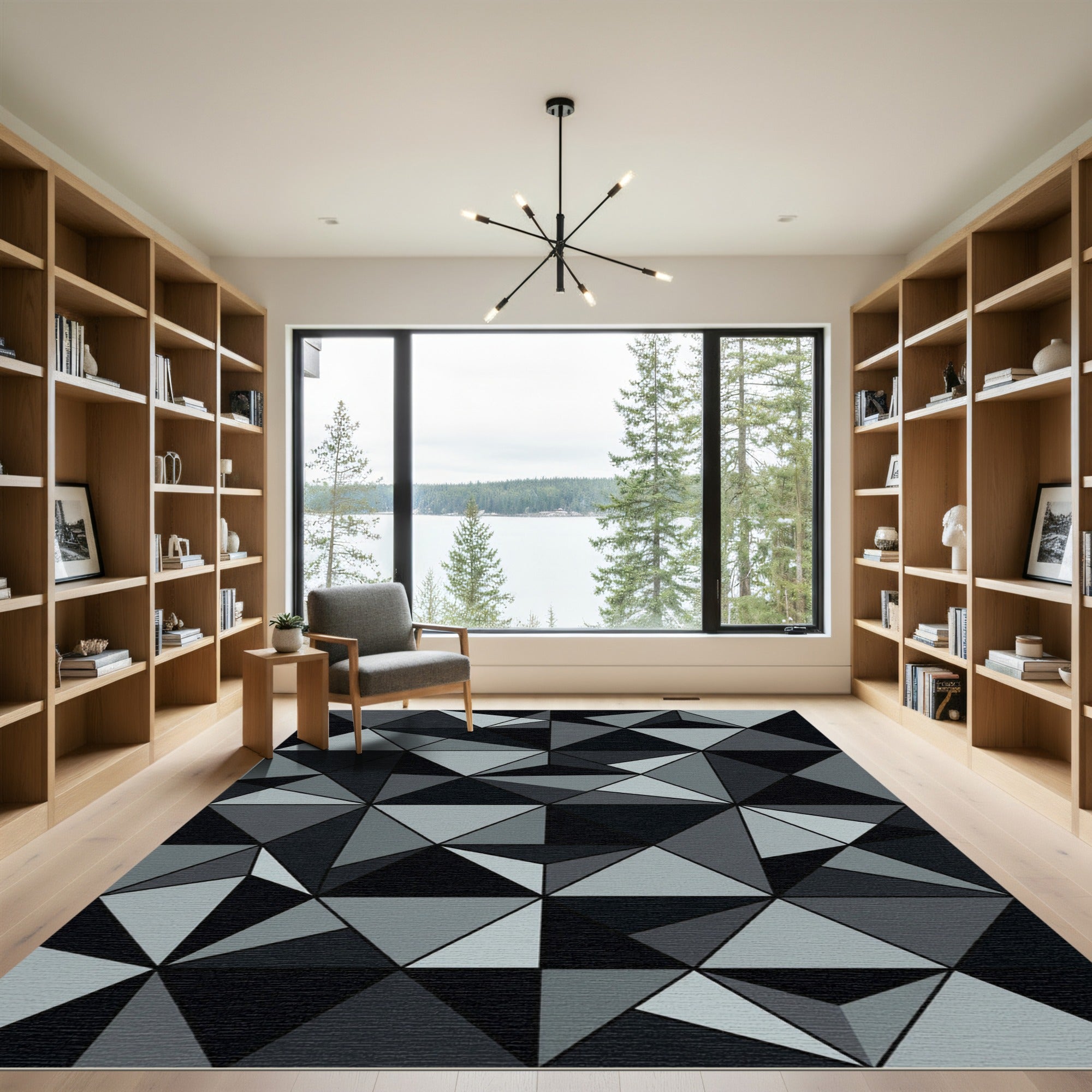 Monochromatic Geo Triangles Faceted Rug