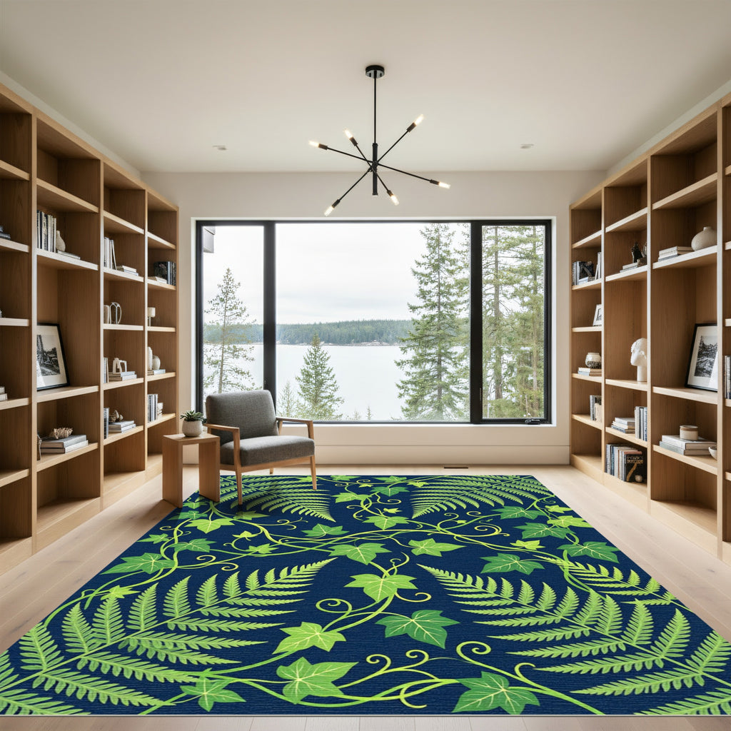 Lush Green Tropical Foliage Ferns Rug