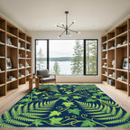 Lush Green Tropical Foliage Ferns Rug