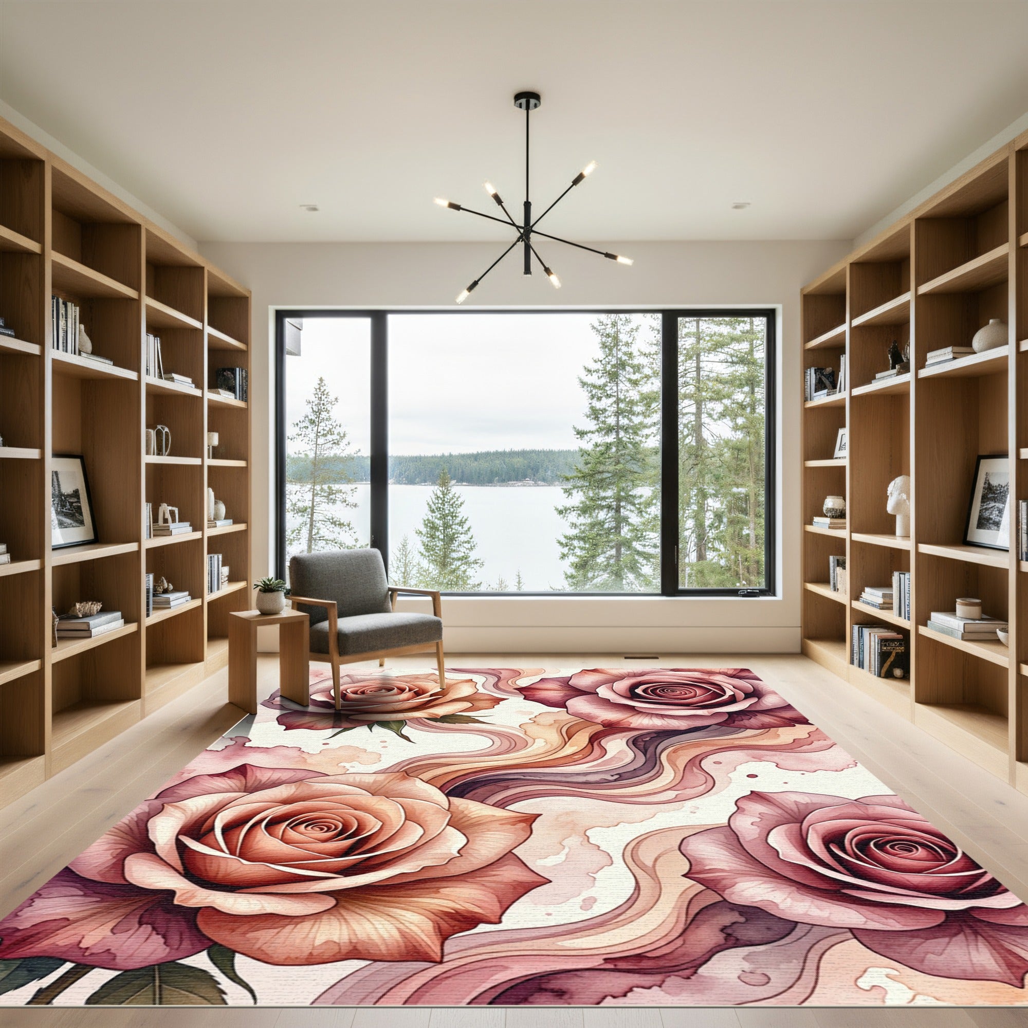 Ethereal Watercolor Rose Pastel Floral Flow Rug