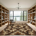 Elegant Brown Bronze Acanthus Scroll Rug
