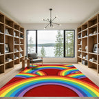 Vibrant Rainbow Arc Overlay Rug