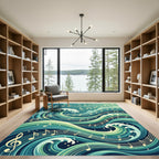Ocean Melodies Notes Waves Rug