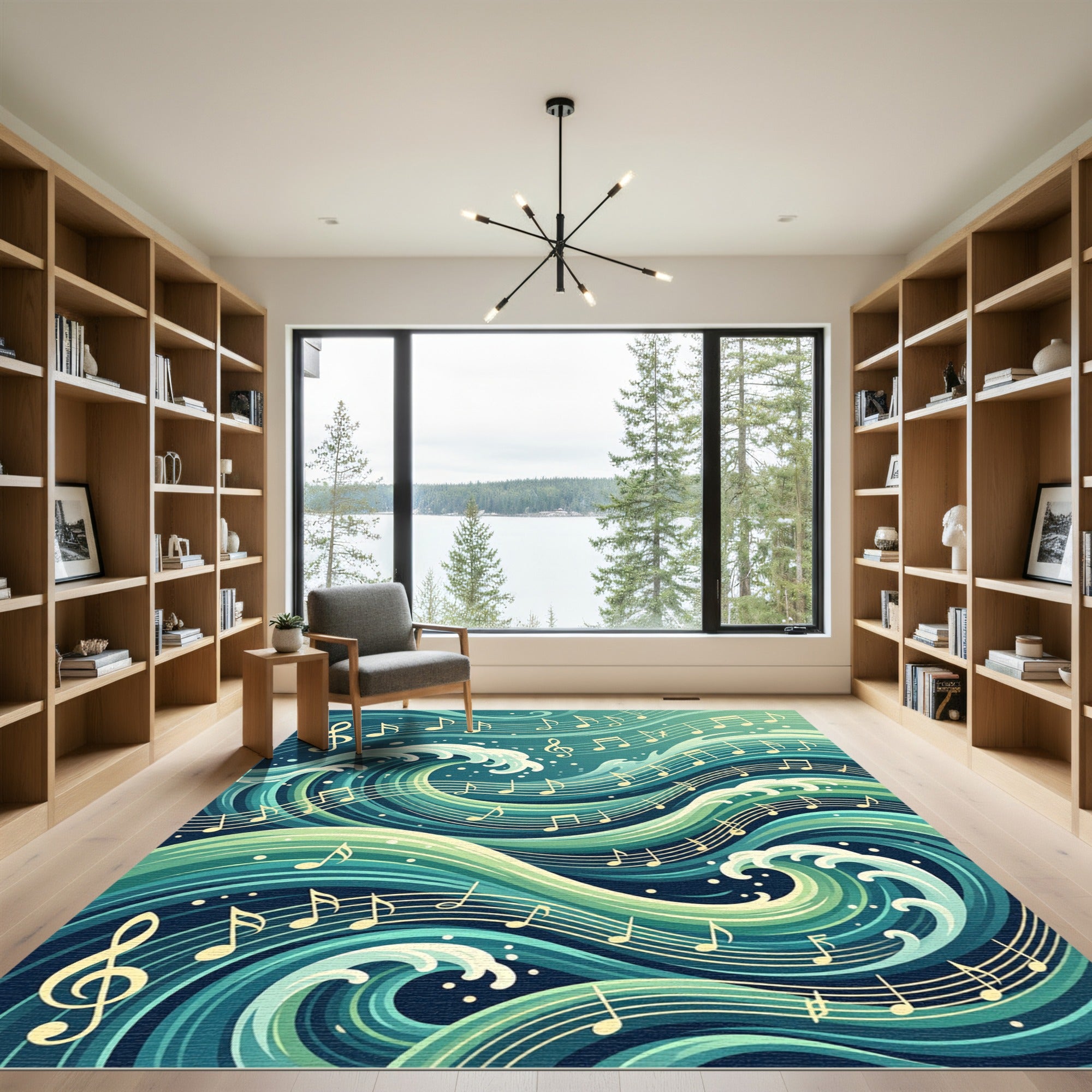 Ocean Melodies Notes Waves Rug