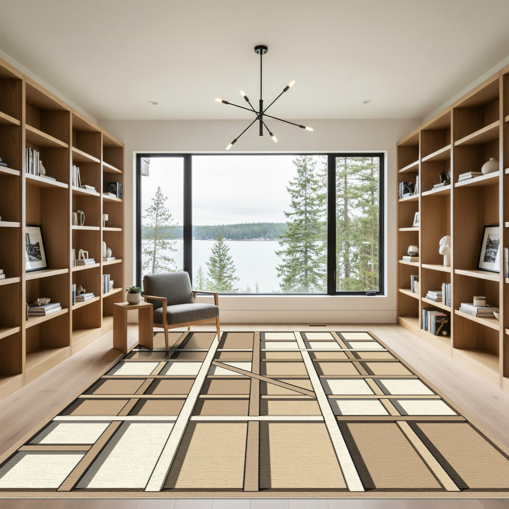 Geometric Timber Frame Accent Rug