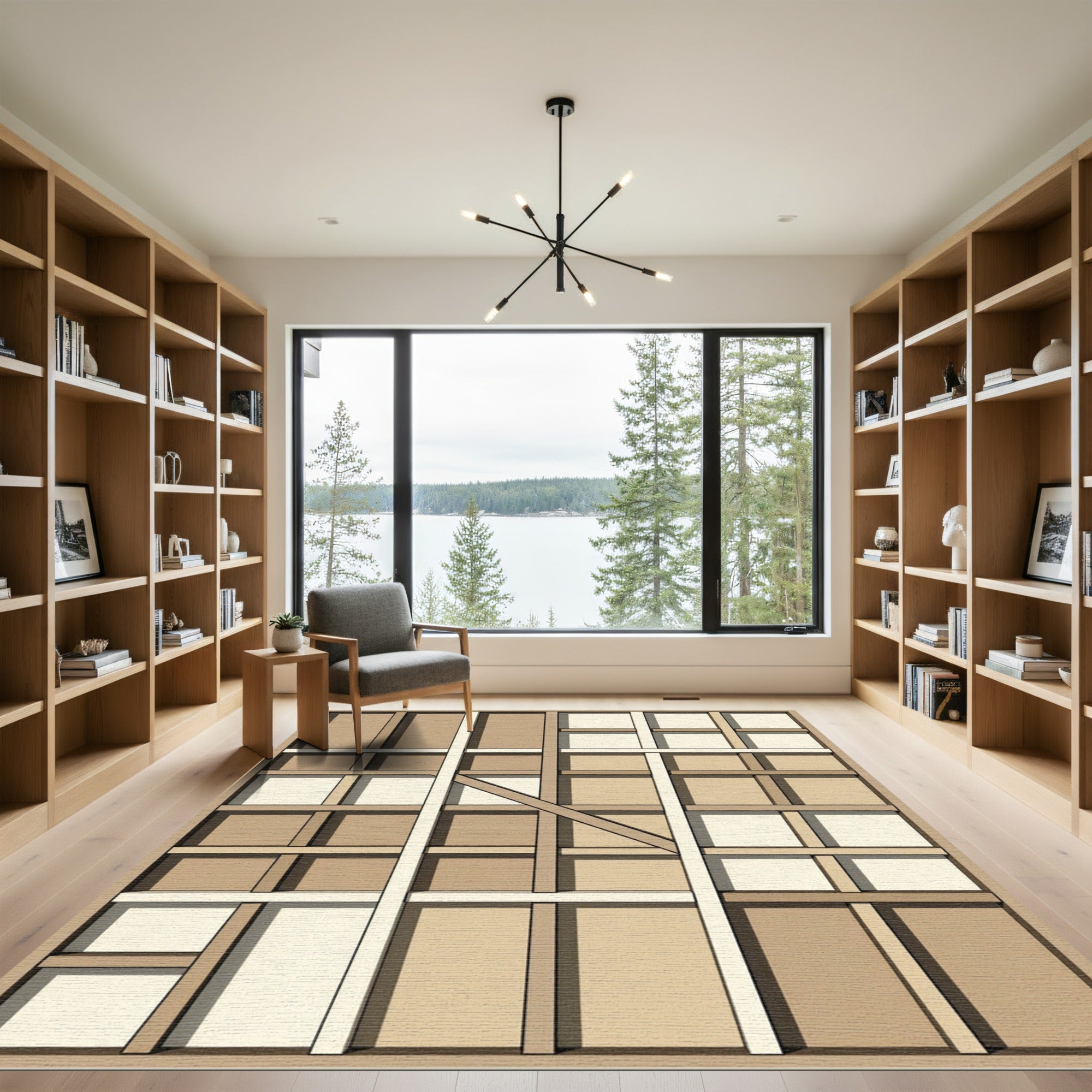 Geometric Timber Frame Accent Rug
