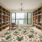 Green Pine Sprigs Red Berries Harmony Rug