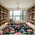 Pink Carnation Floral Bouquet Ribbon Rug
