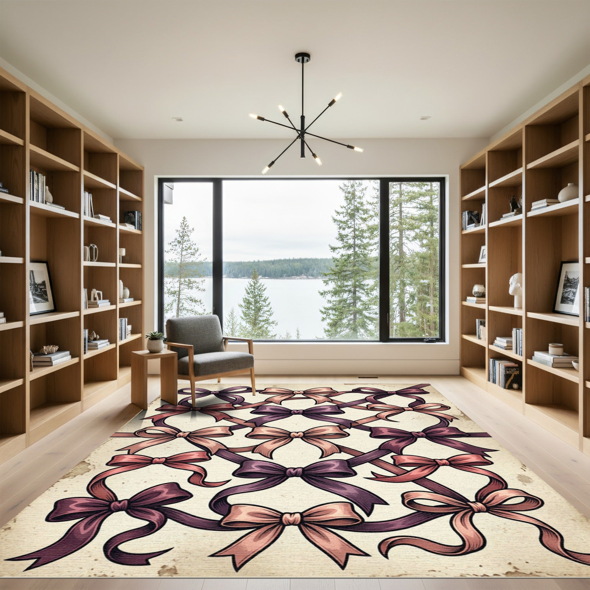 Vintage Ribbon Bow Lattice Art Rug