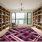 Modern Pink Interlocking Geometric Lattice Rug