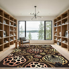 Golden Zebra Leopard Baroque Ornament Rug