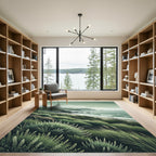 Mist Wrapped Sage Green Coastal Landscape Rug