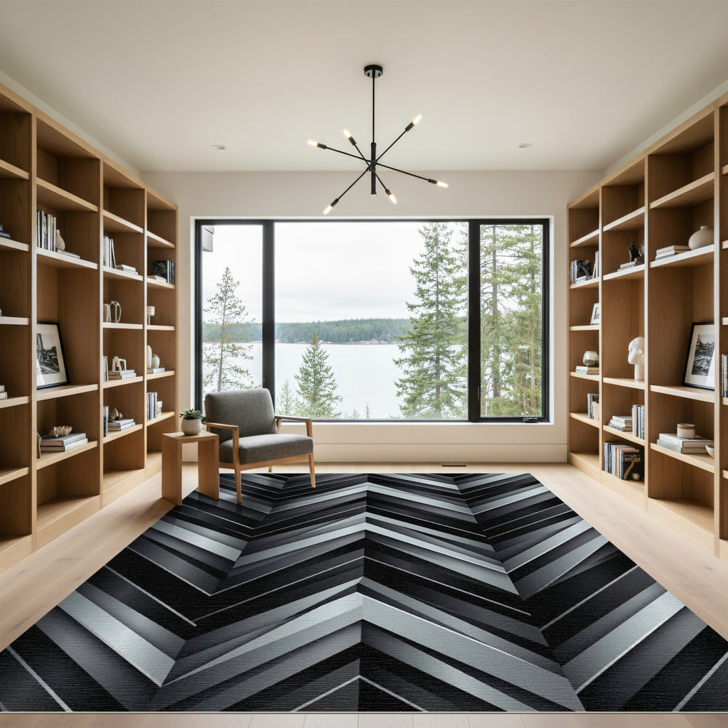Monochromatic Chevron Layered Chevron Rug