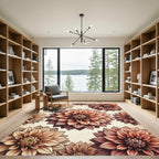 Earthy Tone Dahlia Blossom Spread Rug