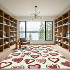 Whimsical Painted Red Heart Array Rug