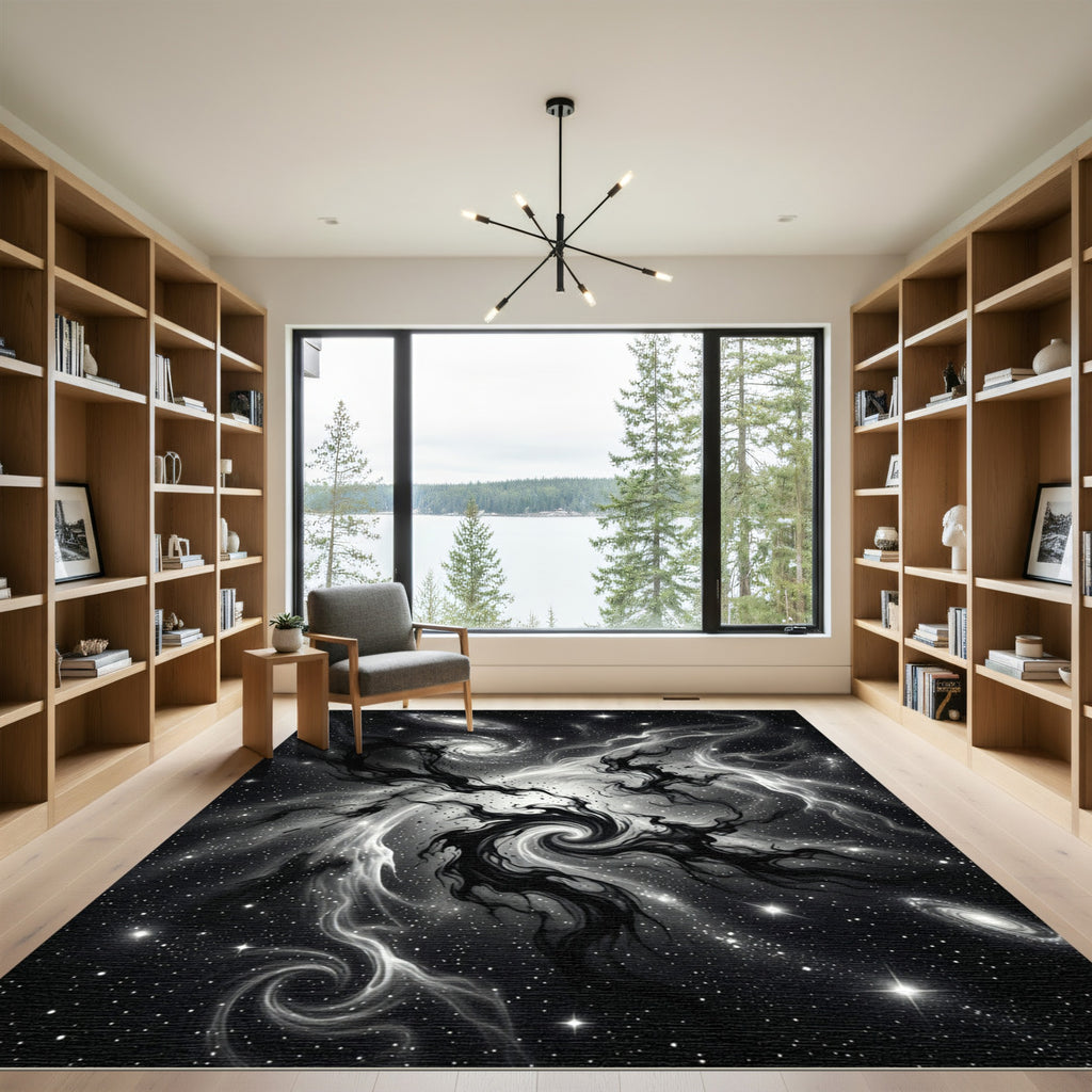 Cosmic Swirl Dark Nebula Stars Rug
