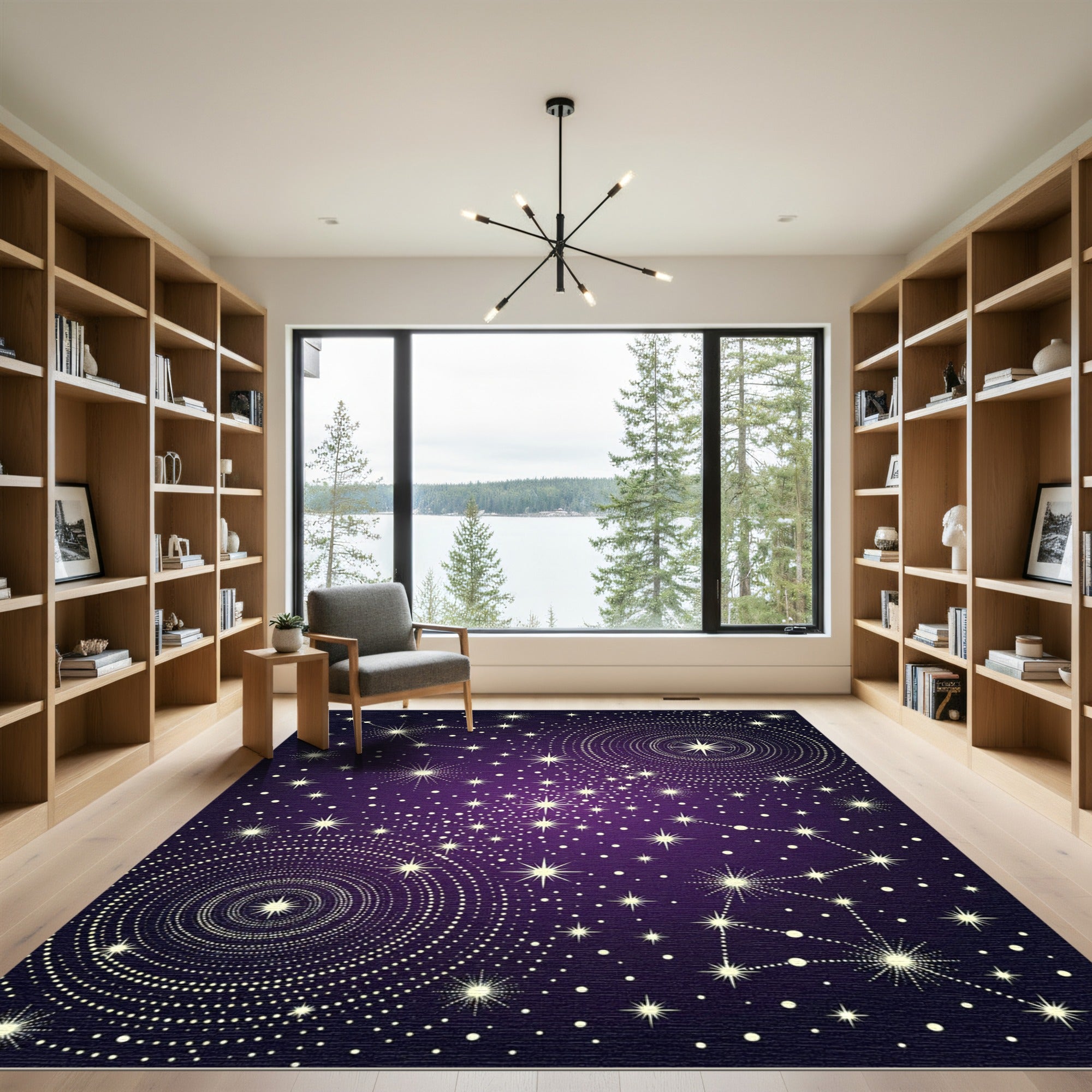 Cosmic Deep Purple Starry Night Rug