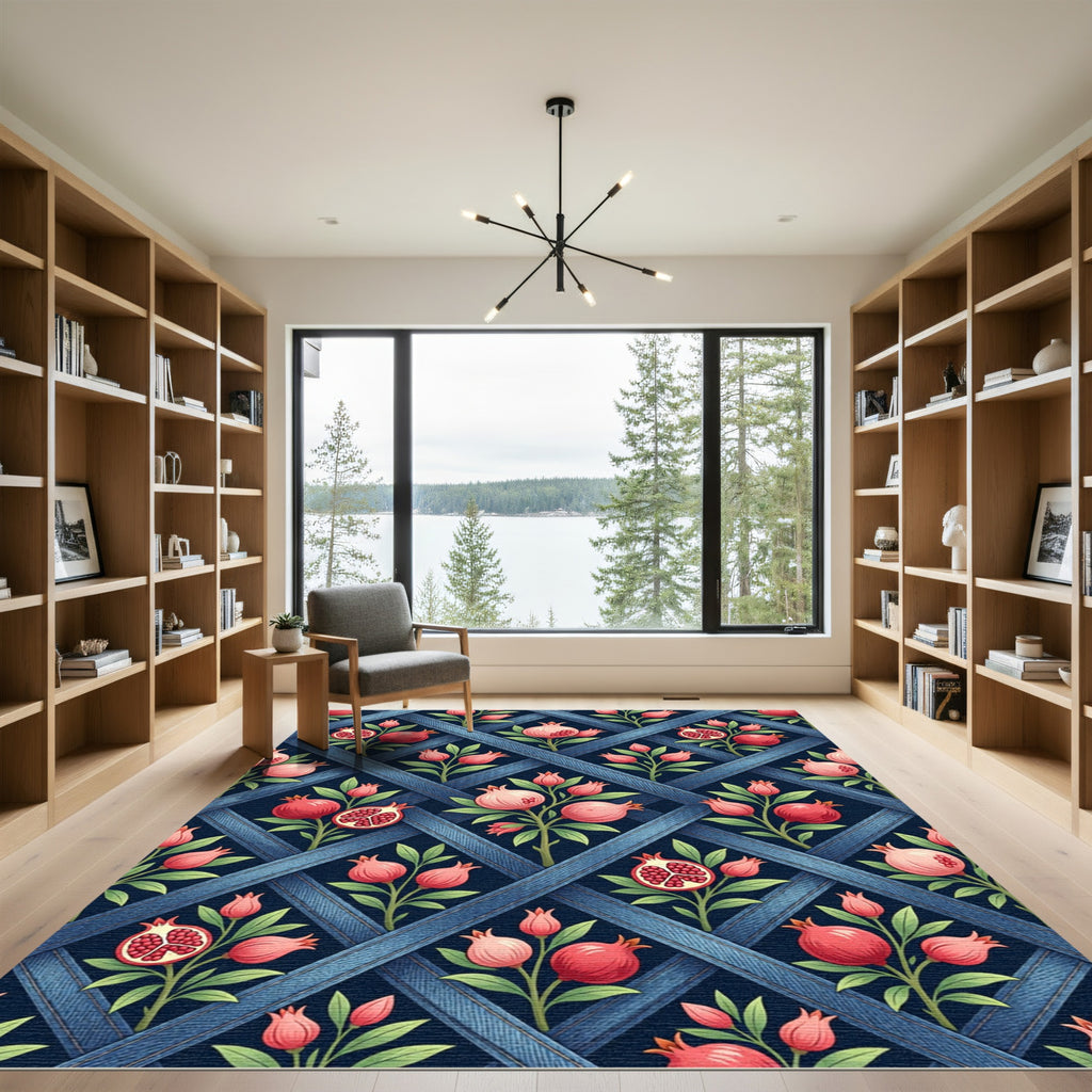 Pink Pomegranate Garden Lattice Rug