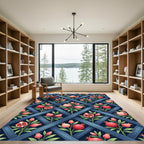 Pink Pomegranate Garden Lattice Rug