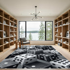 Monochrome Isometric Dice Geometric Grid Rug